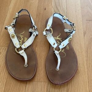 Coach White and Brown Leather Sandals